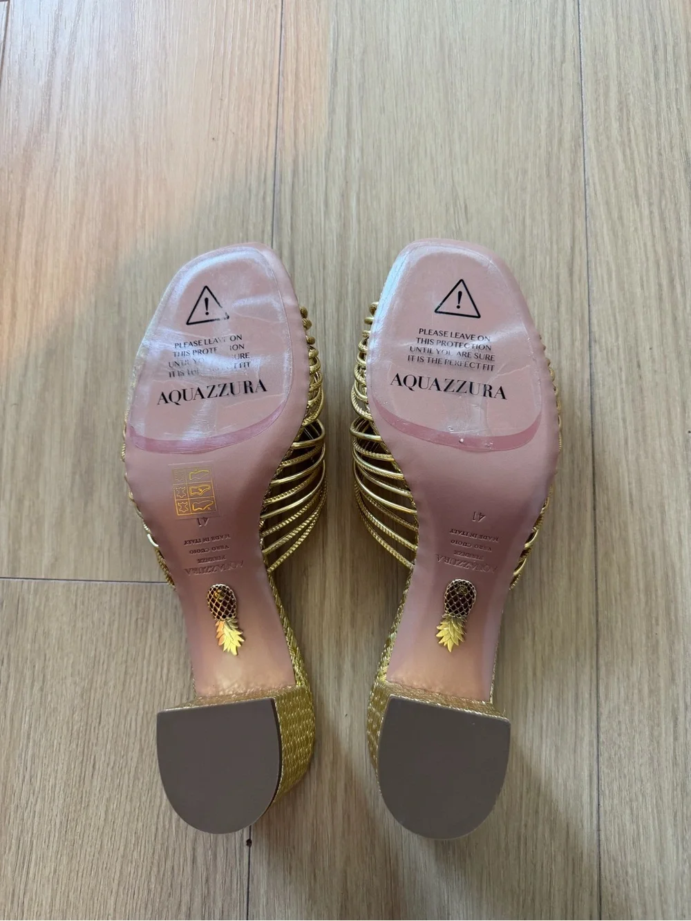 Aquazzura Metallic Gold Knotted Slide Mules